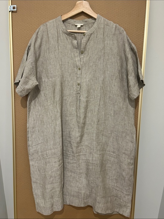 Eileen Fisher Dresses & Skirts - Eileen Fisher Neutral Taupe Linen Button Dress